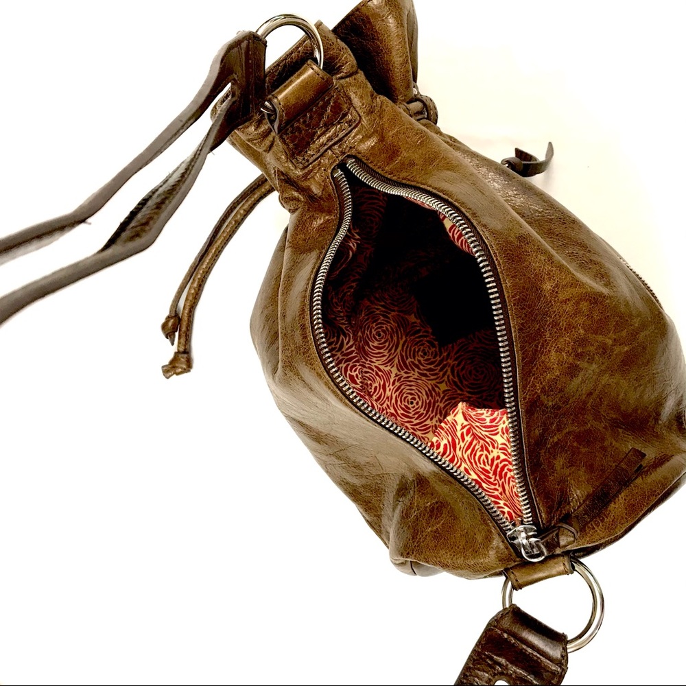 HOBO Brown Leather Drawstring Backpack - Picture 12 of 15